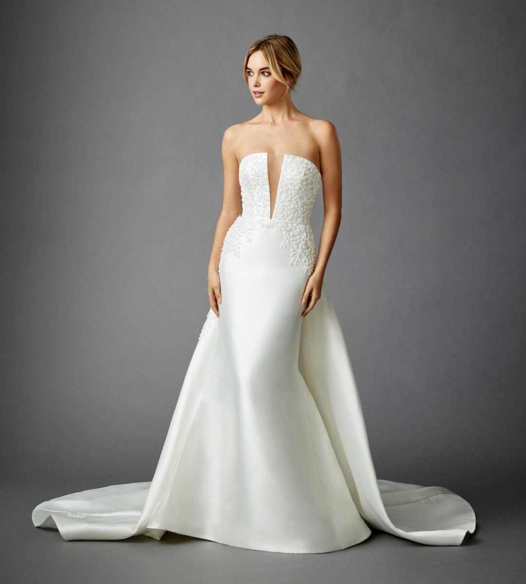 Allison Webb Alden modern wedding gown with beaded details