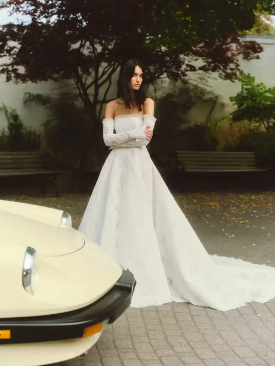 alyne magnolia lace a-line wedding dress with detached sleeves