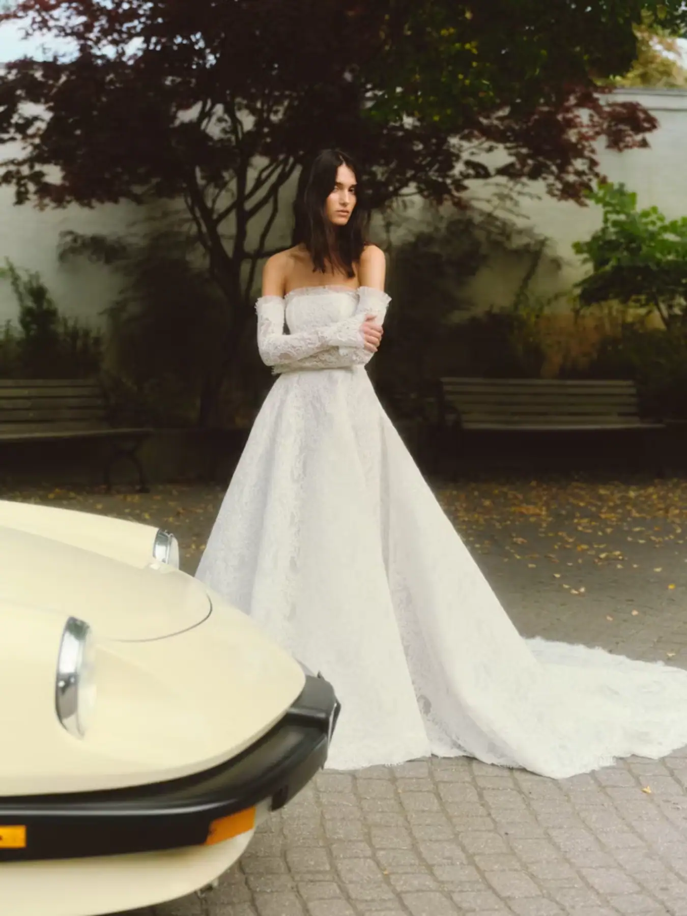 alyne magnolia lace a-line wedding dress with detached sleeves