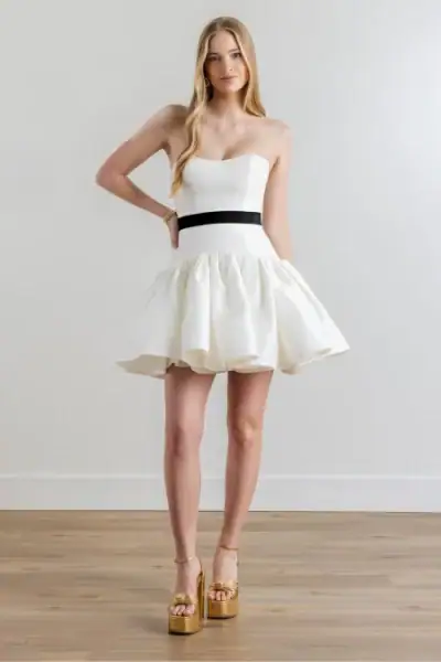 By Watters shortie dress with belt and drop waist