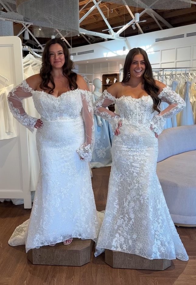 Off the shoulder plus size wedding dresses