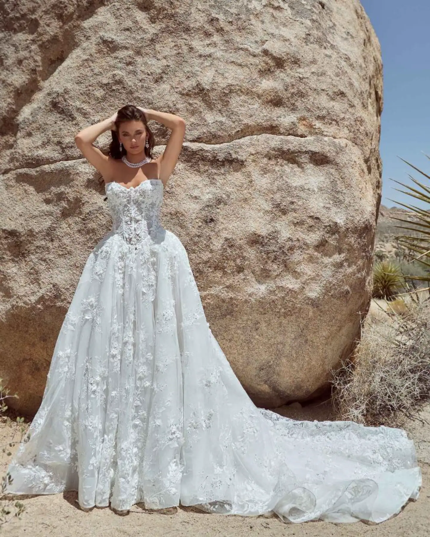 calla blanche tulle and lace ball gown with basque waist
