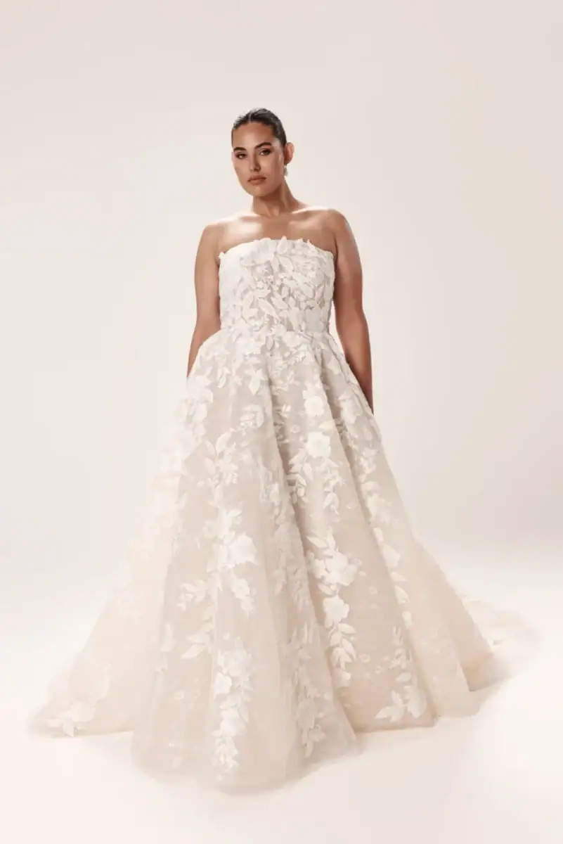 tulle and lace ball gown wedding dress with detailed neckline