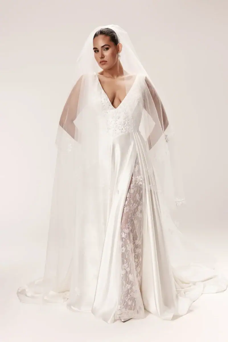 dany girl silky a-line wedding dress with matching veil