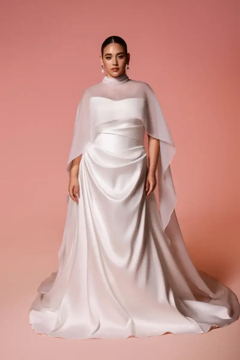 dany girl plus size wedding dress with matching cape