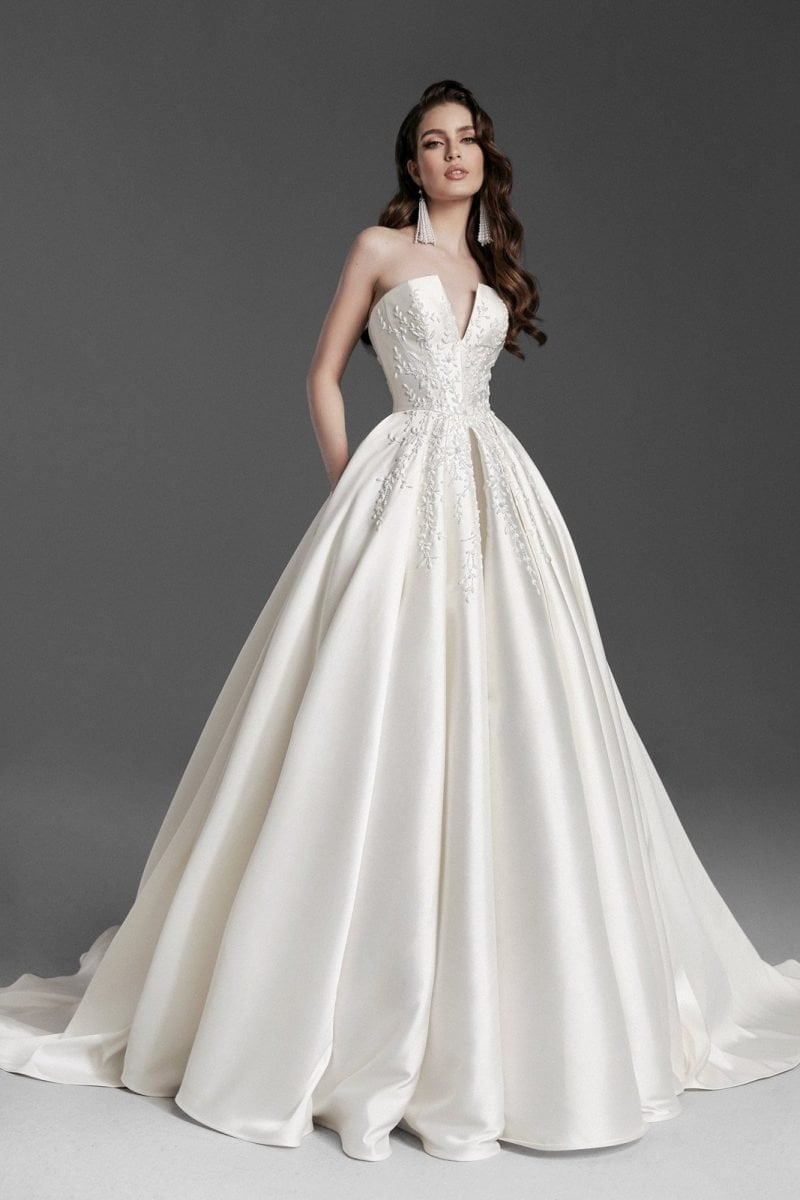 Dany Tabet Vivien v neck ball gown wedding dress