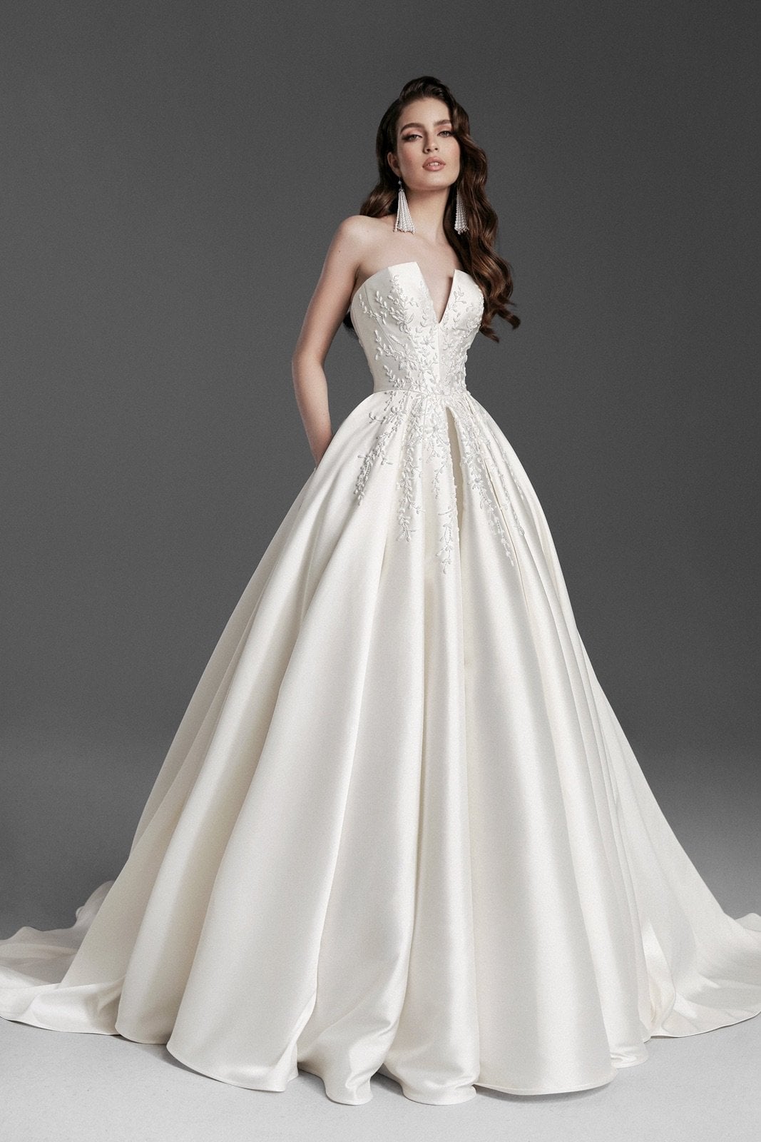 Dany Tabet Vivien v neck ball gown wedding dress