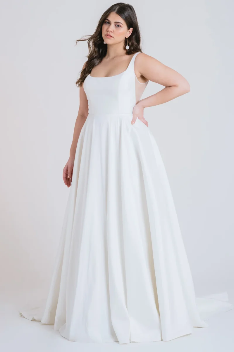 jenny yoo a-line wedding dress with square neckline