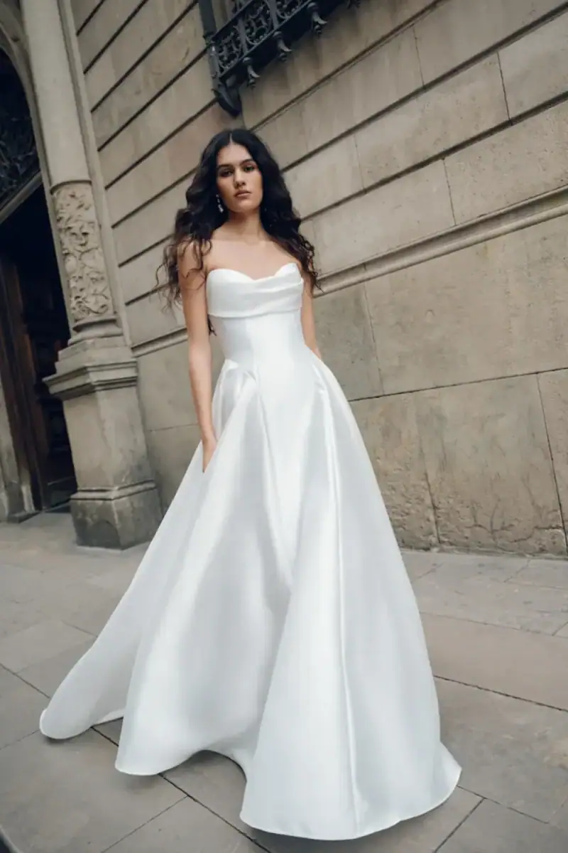 jenny yoo romina a-line strapless basque waist wedding dress
