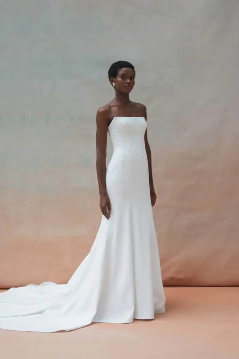 jenny yoo fit n flare wedding dress with floral embroidery