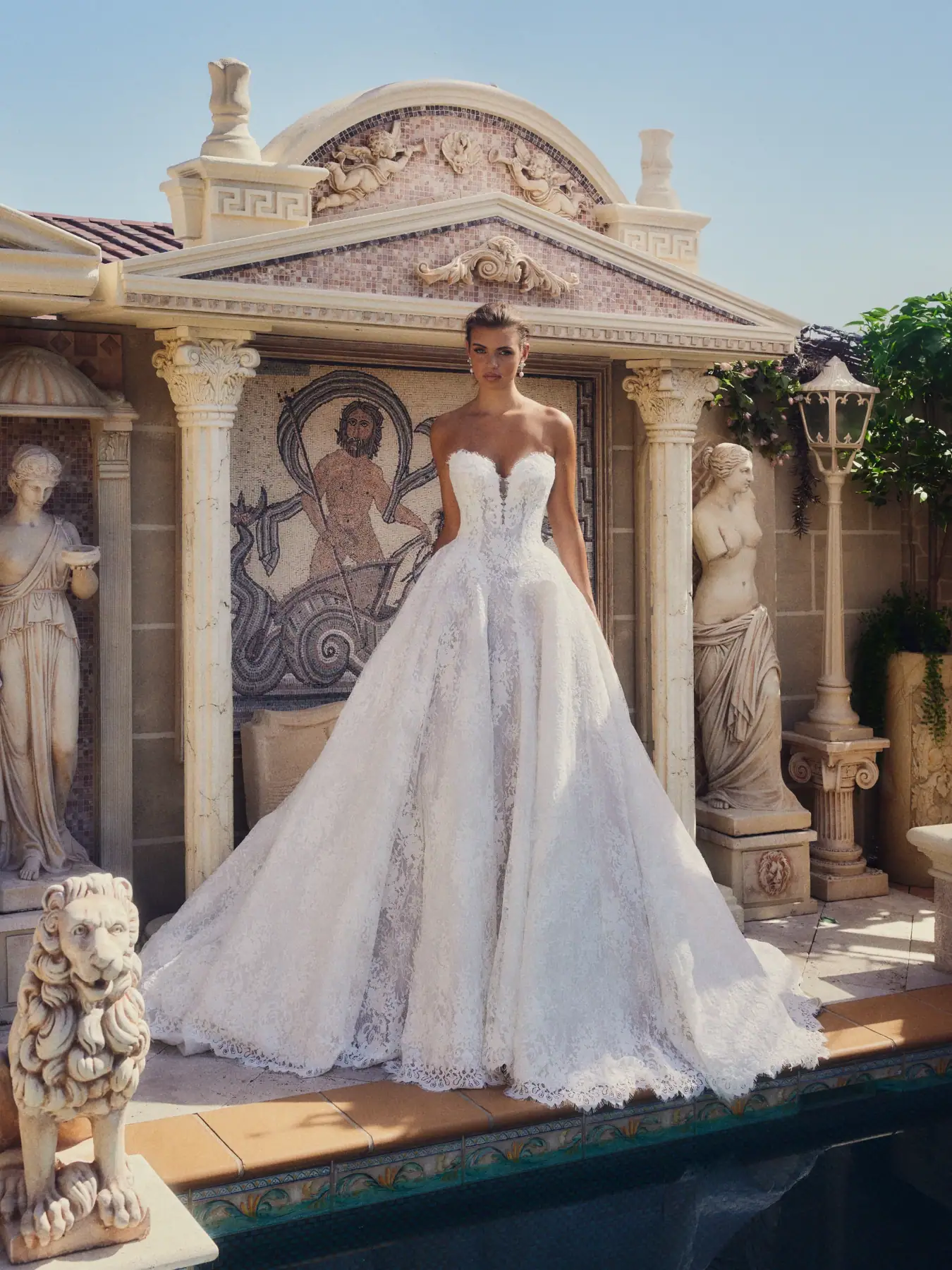 leah da gloria rosalia lace basque waist ball gown wedding dress