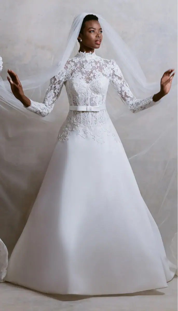 mark ingram paloma drop waist a-line wedding dress with lace topper