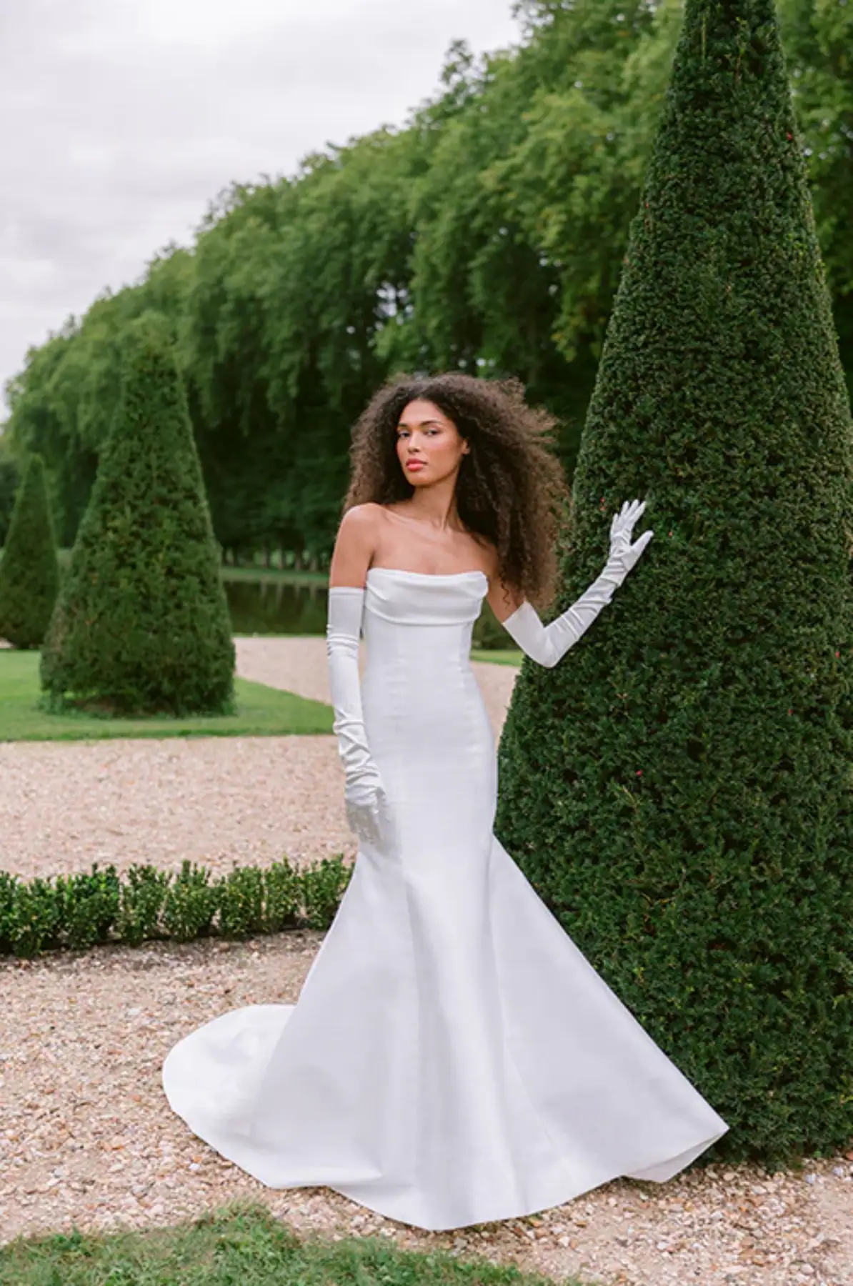 silky fit n flare wedding dress with matching detached long sleeves