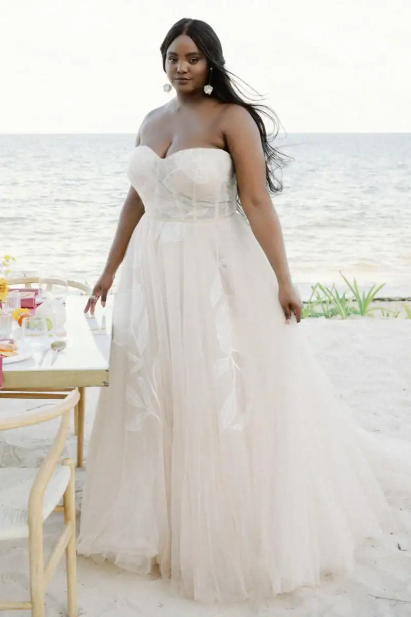 watters leelee strapless a-line wedding dress