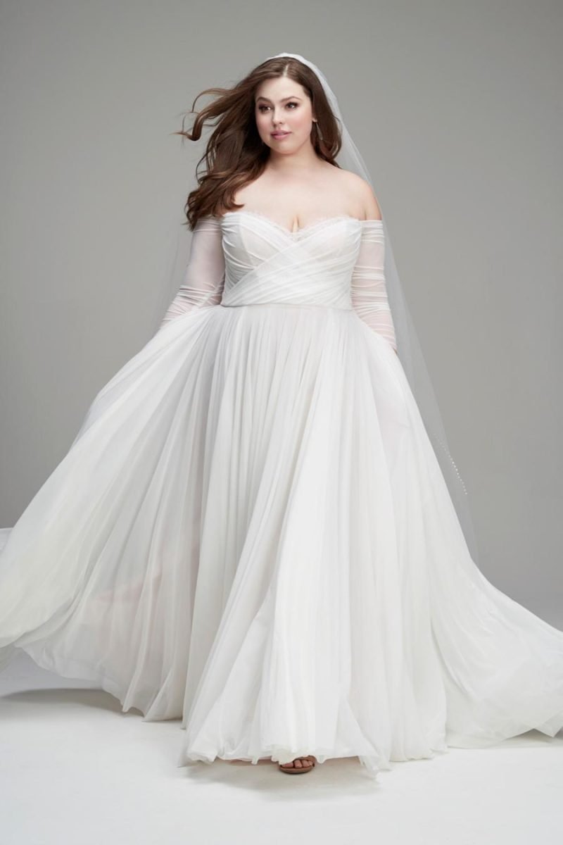 Off the shoulder plus size wedding dresses