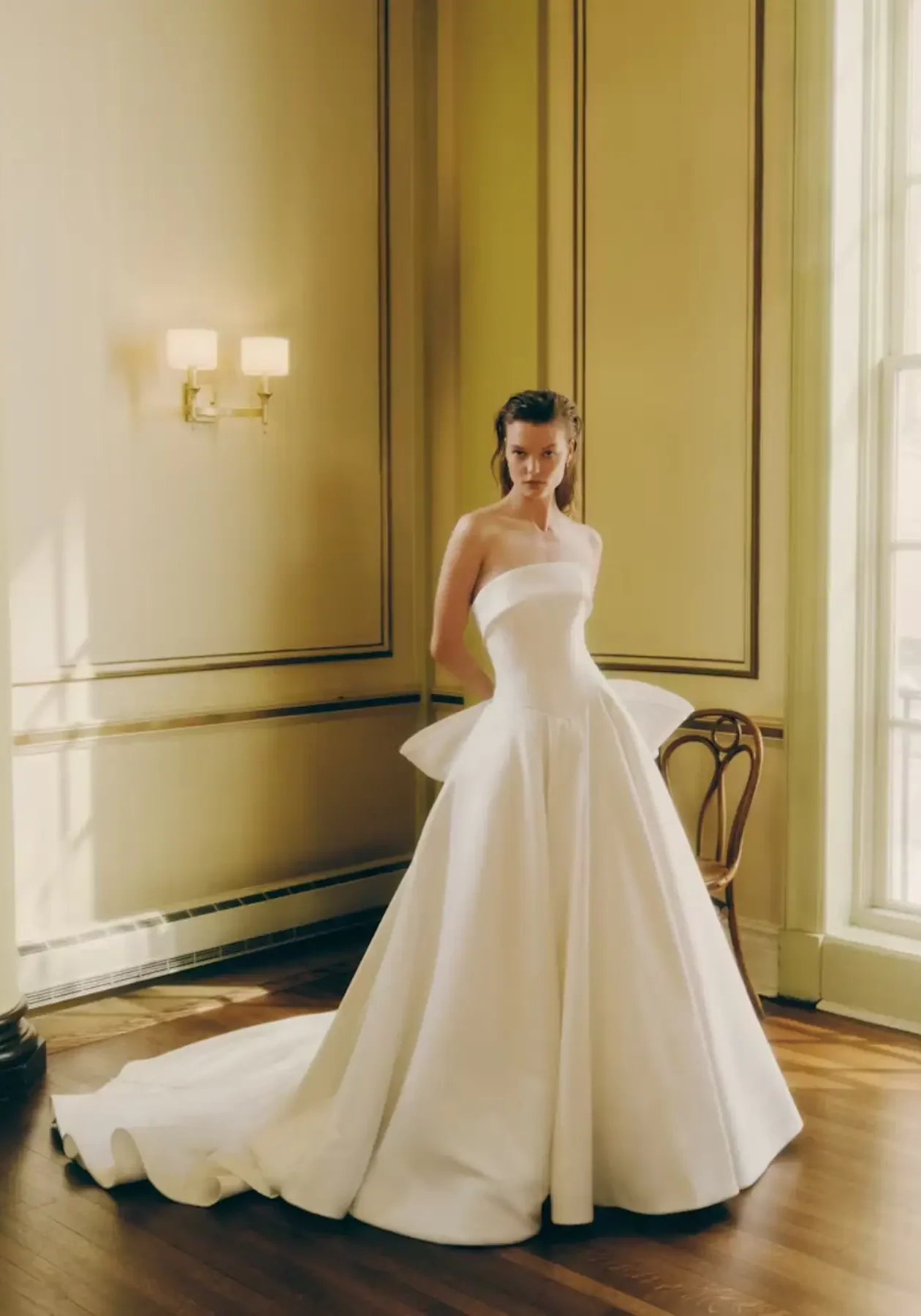 rivini wells strapless ball gown wedding dress with cuffed neckline