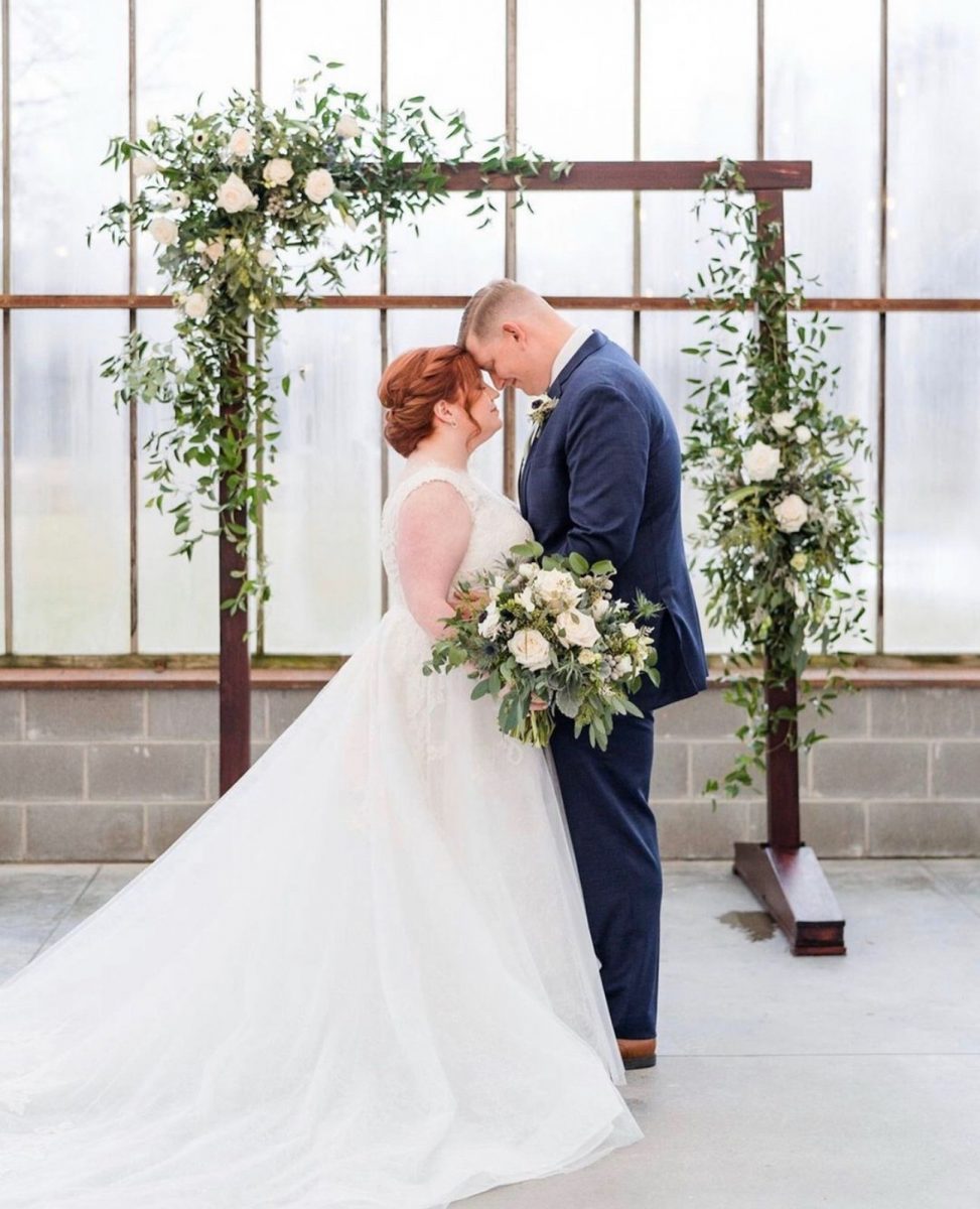 real bride in calla blanche wedding dress